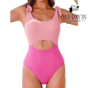 Aimage Tie Shoulder Cut Out One Piece Swimsuit Size XL